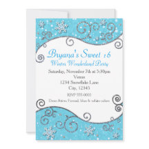 Carte d'invitation Flocon de neige bleu clair Merv