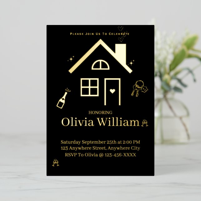 Carte d'invitation Foil House (Debout devant)