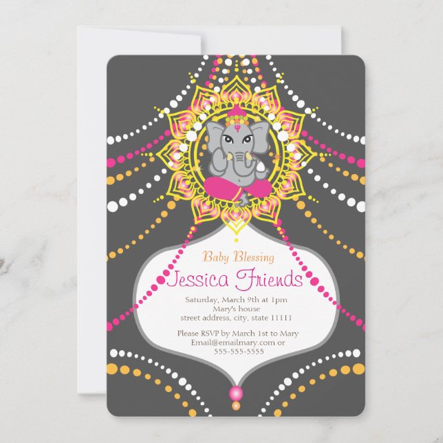 Carte d'invitation Ganesha Baby shower 5" x 7" (Devant)