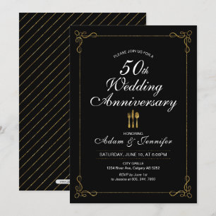 Carte d'invitation Gold 50th Mariage Anniversary