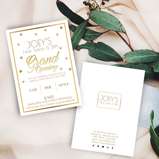 Carte d'invitation Golden Grand Ouverture Cérémoni (Créateur téléchargé)