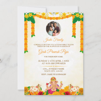 Carte d'invitation Grah Pravesh Puja avec photo