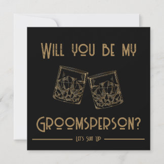 Carte d'invitation Groomsperson Lunettes de whisky