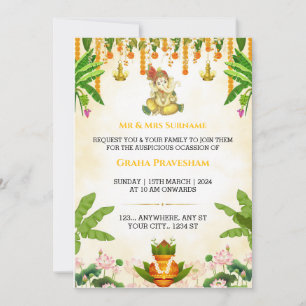 Carte d'invitation Gruh Pravesh indienne, réchauff