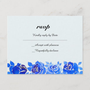 Carte d'invitation Indigo Blue Floral RSVP