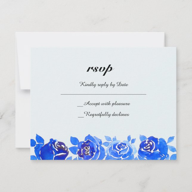 Carte d'invitation Indigo Blue Floral RSVP (Devant)