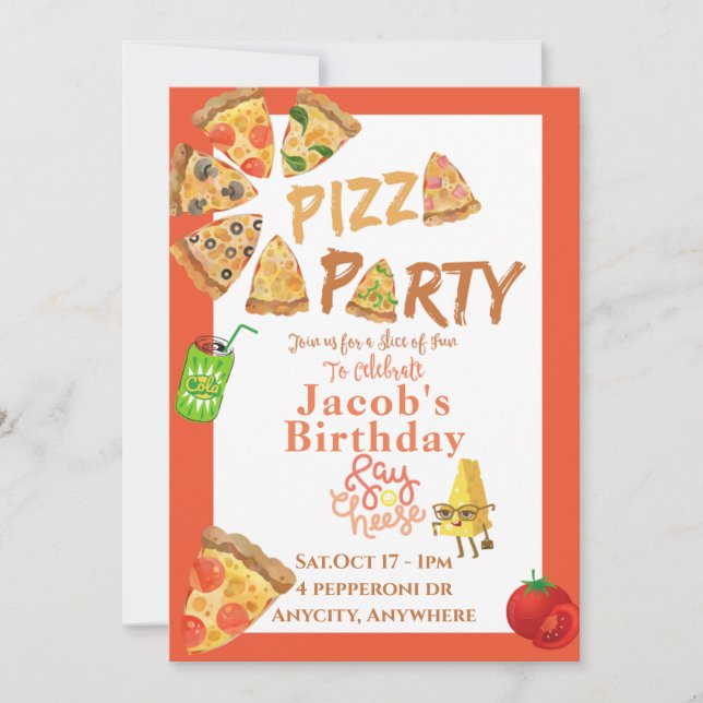 Carte d'invitation Issa Pizza Party (Devant)