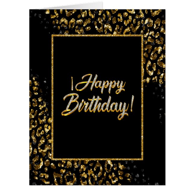 Carte d'invitation Leopard Black Gold Jewel (Devant)