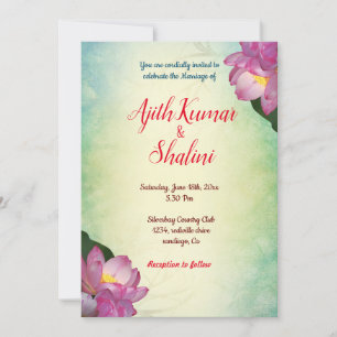 Carte d'invitation Lotus water color