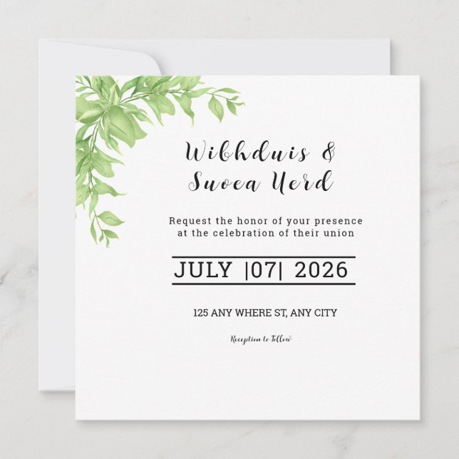 Carte d'invitation - Mariage Carré (Devant)