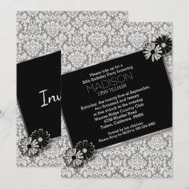 Carte d'invitation Modèle de la partie Damask