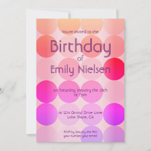 Carte d'invitation moderne d'anniversaire rose vif