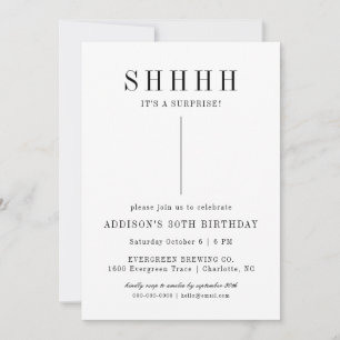 carte d'invitation moderne pour une fête surprise 