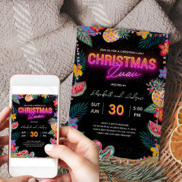 Carte d'invitation Neon Christmas Luau Party