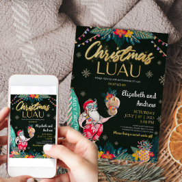 Carte d'invitation Noël Luau Tropical Père Noël