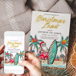 Carte d'invitation Noël Luau Tropical Père Noël