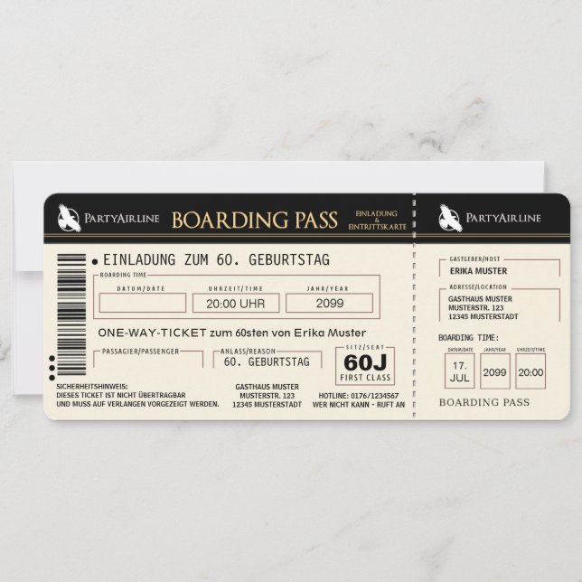 carte d'invitation originale pour les 60 ans (Devant)