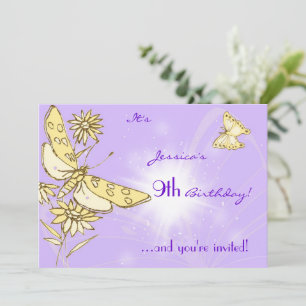 Carte d'invitation Papillon pêche pourpre