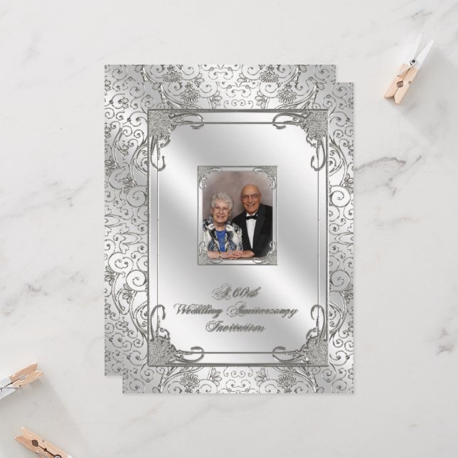 Carte d'invitation photo pour le 60e anniversaire  (Devant/Arrière en situation)