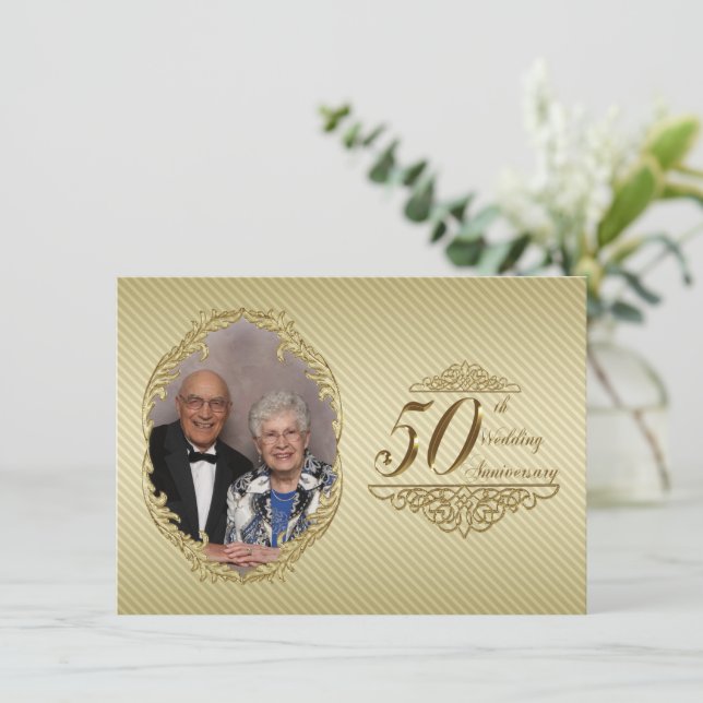 Carte d'invitation photo pour les 50 ans de mariag (Debout devant)