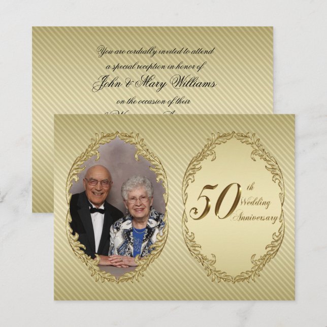 Carte d'invitation photo pour les 50 ans de mariag (Devant / Derrière)