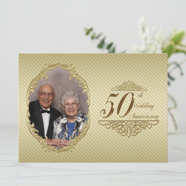 Carte d'invitation photo pour les 50 ans de mariag (Debout devant)