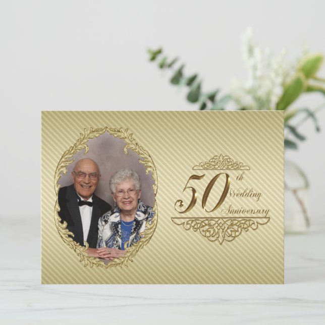Carte d'invitation photo pour les 50 ans de mariag (Debout devant)
