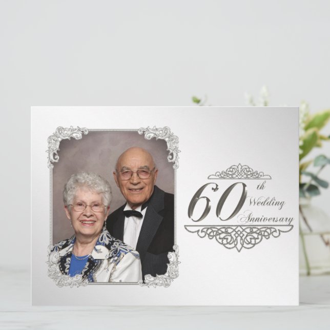 Carte d'invitation photo pour les 60 ans de mariag (Debout devant)