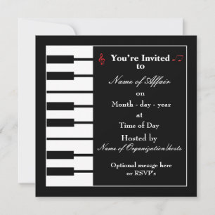 Carte d'invitation Piano note
