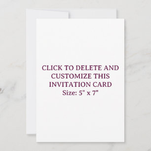 Carte d'invitation plate personnalisée vierge blan