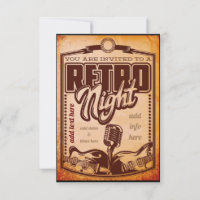 Carte d'invitation plate soirée rétro