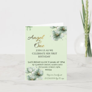 Carte d'invitation pliée vert sauge Style carte d