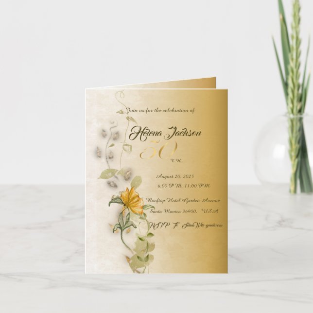Carte d'invitation pour 50e anniversaire en or (Devant)
