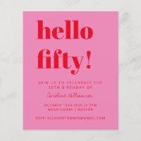 Carte d'invitation pour 50e anniversaire rose roug