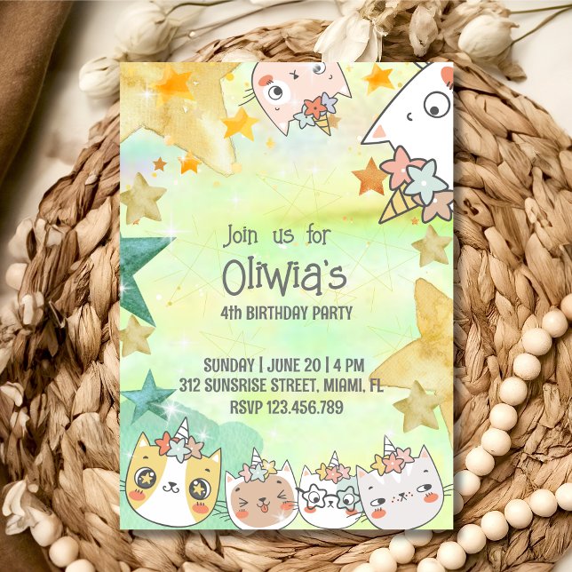 Carte d'invitation pour anniversaire de caticorn m (Créateur téléchargé)