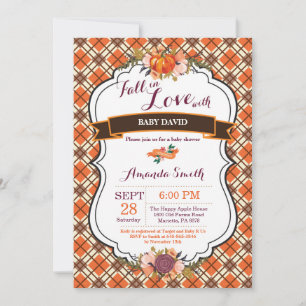 Carte d'invitation pour Baby Shower automnal sur l