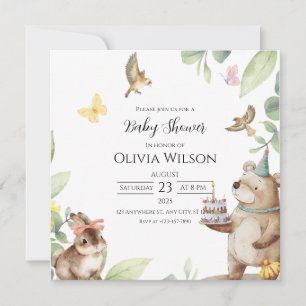 Carte d'invitation pour baby shower avec oiseaux v