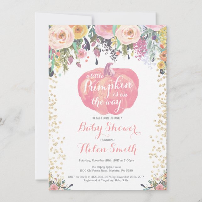 Carte d'invitation pour Baby shower de petite Citr (Devant)