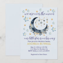 Carte d'invitation pour Baby Shower garçon Blue Mo
