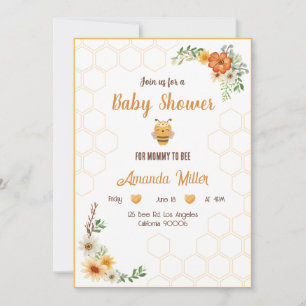 Carte d'invitation pour Baby Shower Mommy To Bee