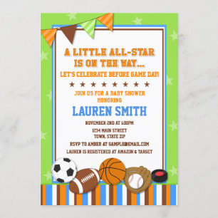 Carte d'invitation pour Baby shower sportif All-St