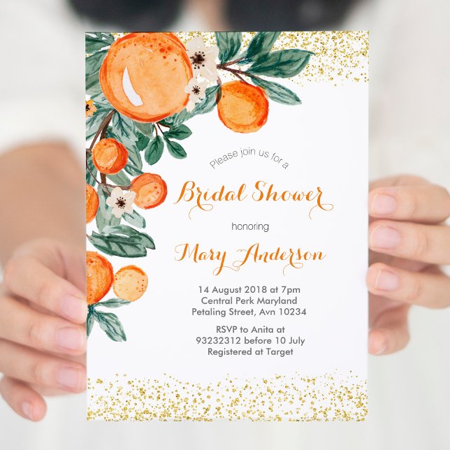 Carte d'invitation pour douche nuptiale orange mod (Créateur téléchargé)