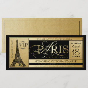 Carte d'invitation pour fête d'anniversaire à Pari