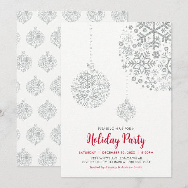 Carte d'invitation pour fêtes de Noël (Devant / Derrière)