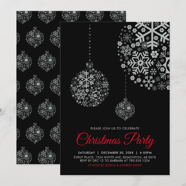 Carte d'invitation pour fêtes de Noël (Devant / Derrière)