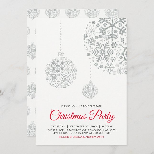 Carte d'invitation pour fêtes de Noël (Devant / Derrière)