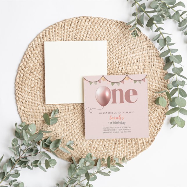 Carte d'invitation pour fille d'anniversaire (First Birthday Girl Invitation)