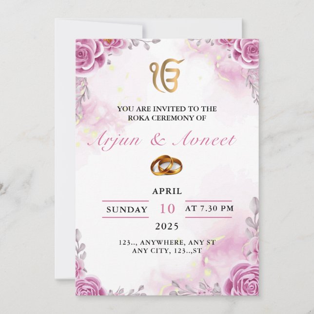 Carte d'invitation pour la cérémonie Roka, modifia (Devant)