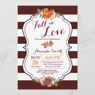 Carte d'invitation pour la douche nuptiale automne