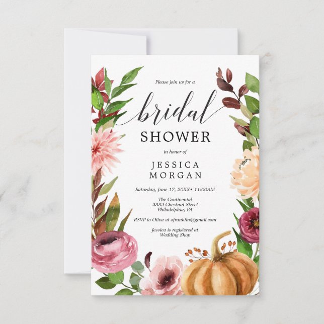 Carte d'invitation pour la douche nuptiale Bliss d (Devant)